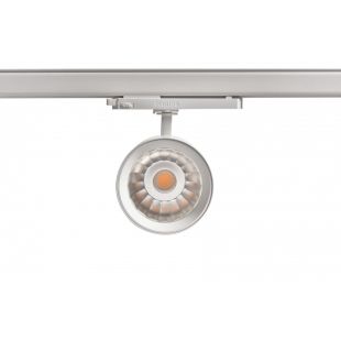 Fraser skinnespot i hvid monteret på skinne set fra siden med Philips system