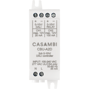 Casambi CBU-A2D 0-10V/DALI dæmper med 2 kanaler
