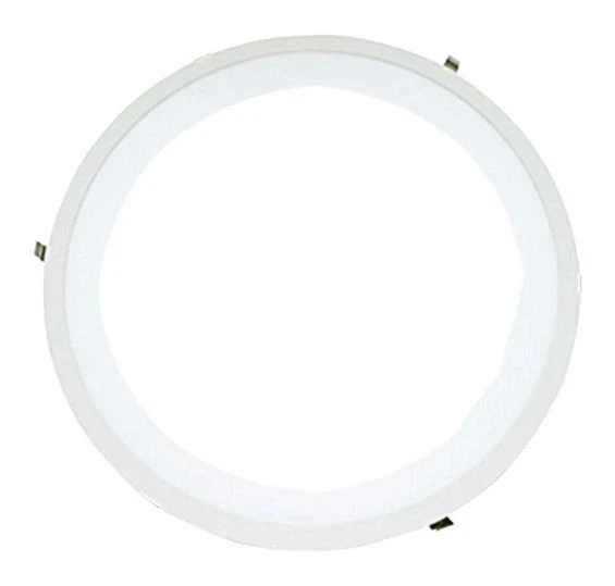 Rund LED loftlampe TOLEDO Ø450 set forfra, hvid ramme og ensartet lysflade.