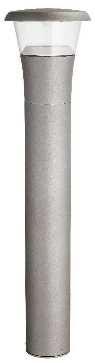 Vega Pullert udendørs lampe i moderne, grå design med rund top og klar lysdiffuser.